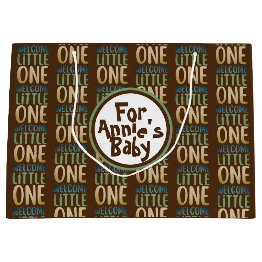 Boho "Welcome Little One" Baby shower Groot Cadeauzakje (Voorkant)