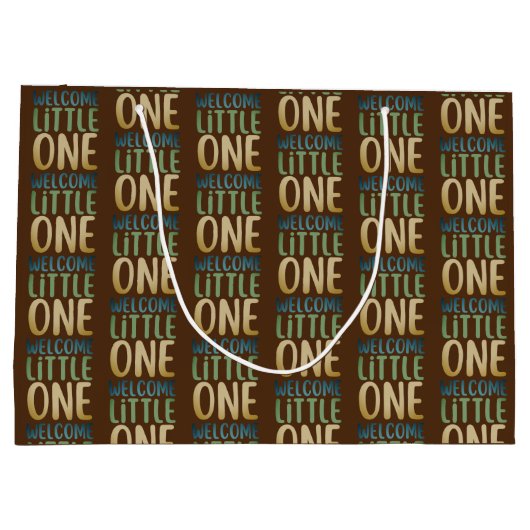 Boho "Welcome Little One" Baby shower Groot Cadeauzakje (Achterkant)