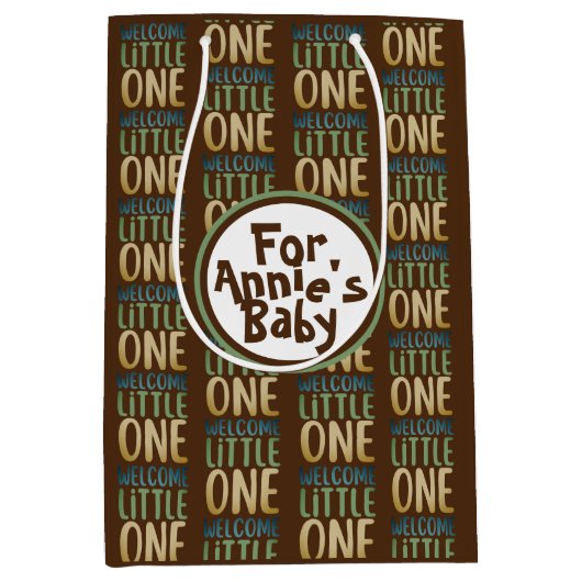 Boho "Welcome Little One" Baby shower Medium Cadeauzakje (Voorkant)