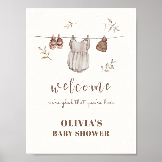 Boho Welkomstbord Meisje Outfit Baby shower Poster (Voorkant)