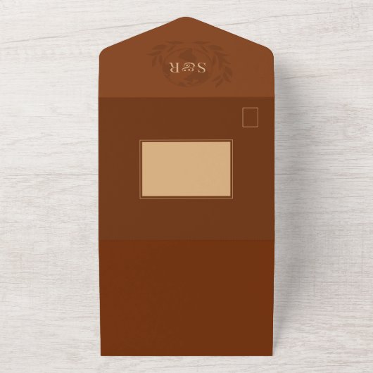 Boho Wereldkaart Burnt Oranje Destination Wedding All In One Uitnodiging (Buitenkant)