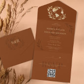 Boho Wereldkaart Burnt Oranje Destination Wedding All In One Uitnodiging