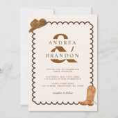 Boho Western Ampersand Wavy Lijst Qr Code Bruiloft Kaart (Voorkant)