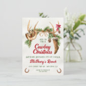 Boho Western Antler Cowboy Kerstfeest Kaart (Staand voorkant)