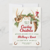 Boho Western Antler Cowboy Kerstfeest Kaart (Voorkant)