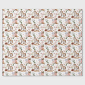 Boho Western Bloemen Rocking Horse Girl Baby showe Cadeaupapier (Vlak)