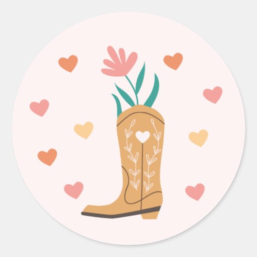 Boho Western Boot & Hearts Sticker (Voorkant)