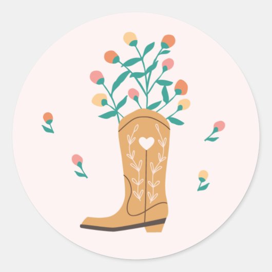 Boho Western Boot & Wildflower Sticker (Voorkant)