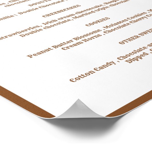 Boho Western bruiloft zoete dessert bar teken Poster (Hoek)