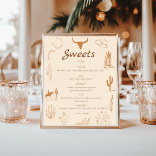 Boho Western bruiloft zoete dessert bar teken Poster