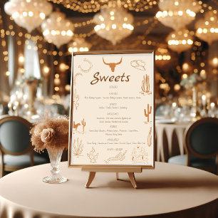 Boho Western bruiloft zoete dessert bar teken Reclamebord Met Voetstuk
