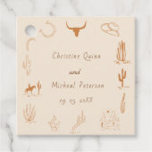 Boho Western Cowboy Illustratie Bruiloft Bedankjes Labels (Voorkant)