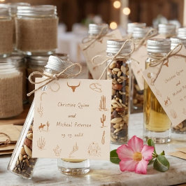 Boho Western Cowboy Illustratie Bruiloft Bedankjes Labels