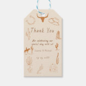 Boho Western Cowboy Illustratie Bruiloft Cadeaulabel (Voorkant)