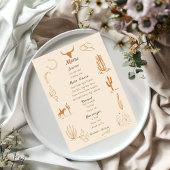 Boho Western Cowboy Illustratie Trouwen Menu