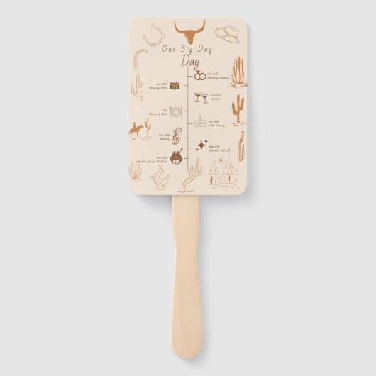 Boho Western Cowboy Illustration Events Tijdlijn Handwaaier (Achterkant)