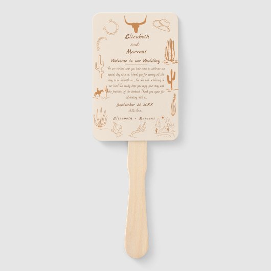 Boho Western Cowboy Illustration Events Tijdlijn Handwaaier (Voorkant)