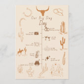 Boho Western Cowboy Illustration Events Tijdlijn Programmakaart (Achterkant)
