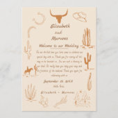 Boho Western Cowboy Illustration Events Tijdlijn Programmakaart (Voorkant)