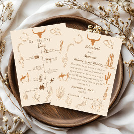 Boho Western Cowboy Illustration Events Tijdlijn Programmakaart