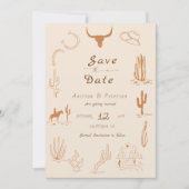 Boho Western Cowboy Illustration Wedding Save The Date (Voorkant)