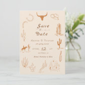 Boho Western Cowboy Illustration Wedding Save The Date (Staand voorkant)