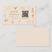 Boho Western Cowboy Illustration Wedding Scan Me  Informatiekaartje (Voorkant / Achterkant)