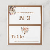 Boho Western Cowboy Monogram reisthema bruiloft Plaatskaartje (Buitenkant ongevouwen)