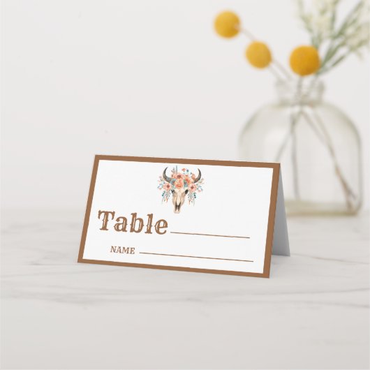 Boho Western Cowboy Monogram reisthema bruiloft Plaatskaartje (Voorkant)