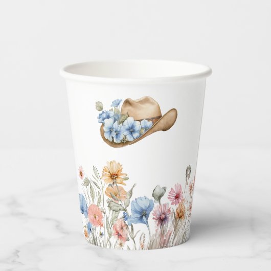 Boho Western Cowboy Pet en Wildflower Papieren Bekers (Achterkant)