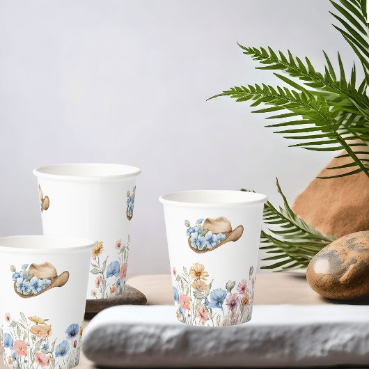 Boho Western Cowboy Pet en Wildflower Papieren Bekers