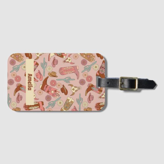 Boho Western Cowgirl Boots Bagagelabel (Voorkant (horizontaal))