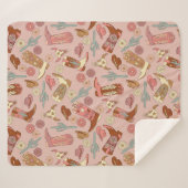 Boho Western Cowgirl Boots Sherpa Deken (Voorkant (horizontaal))