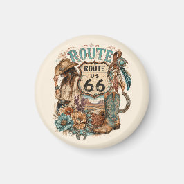 Boho Western Cowgirl Mother Road Aandenken Magneet