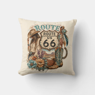 Boho Western Cowgirl Mother Road Accent Kussen