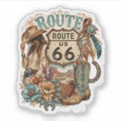 Boho Western Cowgirl Mother Road Sticker (Voorkant)