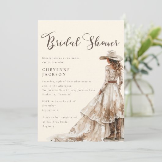 Boho Western Cowgirl Vrijgezellenfeest Kaart (Staand voorkant)