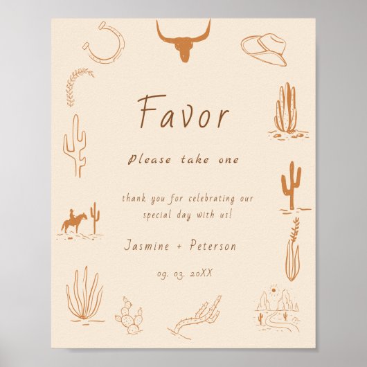 Boho Western Favorite People Wedding Favor sign Poster (Voorkant)