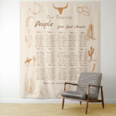 Boho Western Favorite People Wedding Seating chart Wandkleed (In situ)