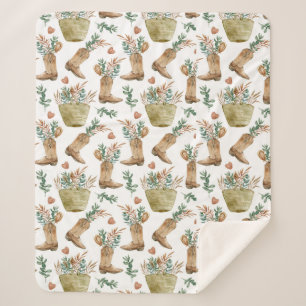 Boho Western Floral Sherpa Blanket Sherpa Deken