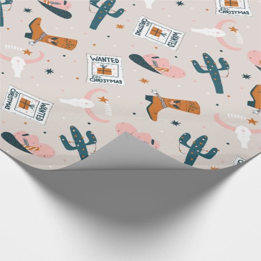 Boho Western Kerstmis - Beige Cadeaupapier (Hoek)