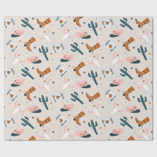 Boho Western Kerstmis - Beige Cadeaupapier (Vlak)