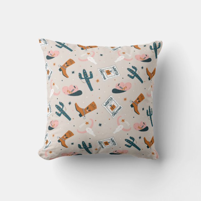 Boho Western Kerstmis - Beige Kussen (Voorkant)