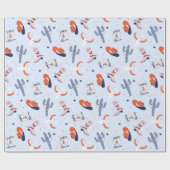 Boho Western Kerstmis - blauw Cadeaupapier (Vlak)