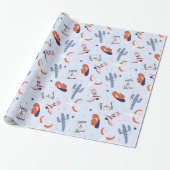 Boho Western Kerstmis - blauw Cadeaupapier (Uitgerold)