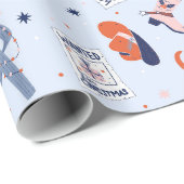 Boho Western Kerstmis - blauw Cadeaupapier (Rol Hoek)