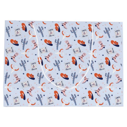 Boho Western Kerstmis - blauw Groot Cadeauzakje (Achterkant)