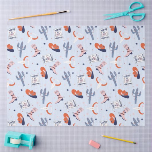 Boho Western Kerstmis - blauw Tissuepapier (Craft)