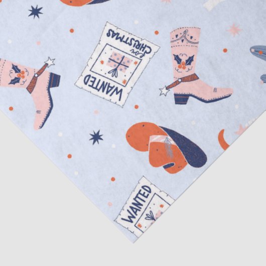 Boho Western Kerstmis - blauw Tissuepapier (Detail)