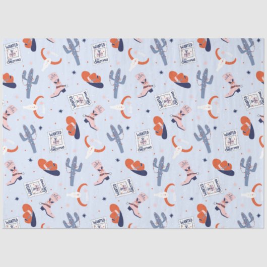 Boho Western Kerstmis - blauw Tissuepapier (Voorkant)